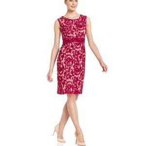 ADRIANNA PAPELL LACE Berry Sheath Dress